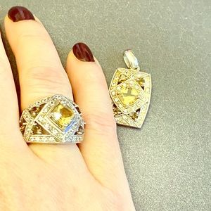 Silver size 7 ring and pendant